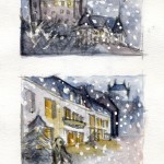 Wintry Quebec Wedding Sketch