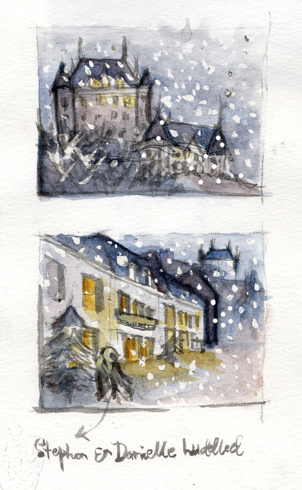 Wintry Quebec Wedding Sketch