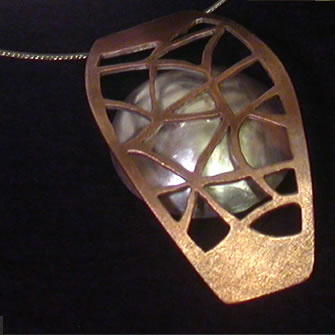 full moon in forest: shibuichi and sterling silver full moon in forest